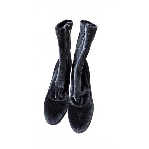 Sam Edelman Women's Blue/Gray Velvet Ankle Boots with 4" Block Heels Size 9 - Picture 3 of 7